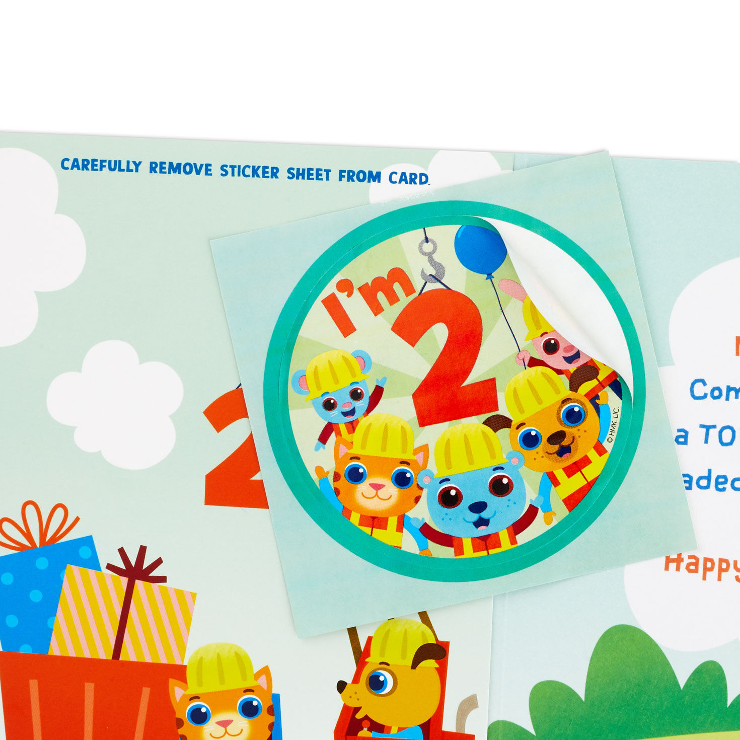 Construction Scene 2nd Birthday Card With Sticker attachment detail image number 5
