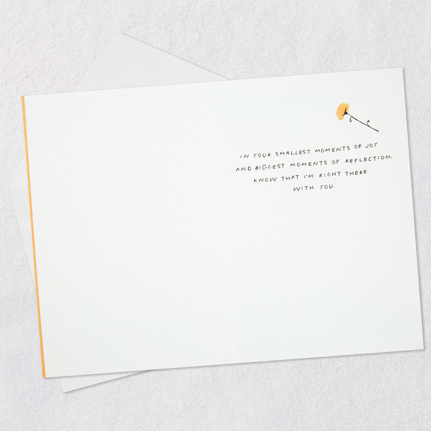 Simple White Blooms on Peach Encouragement Card Open card with envelope image number 3