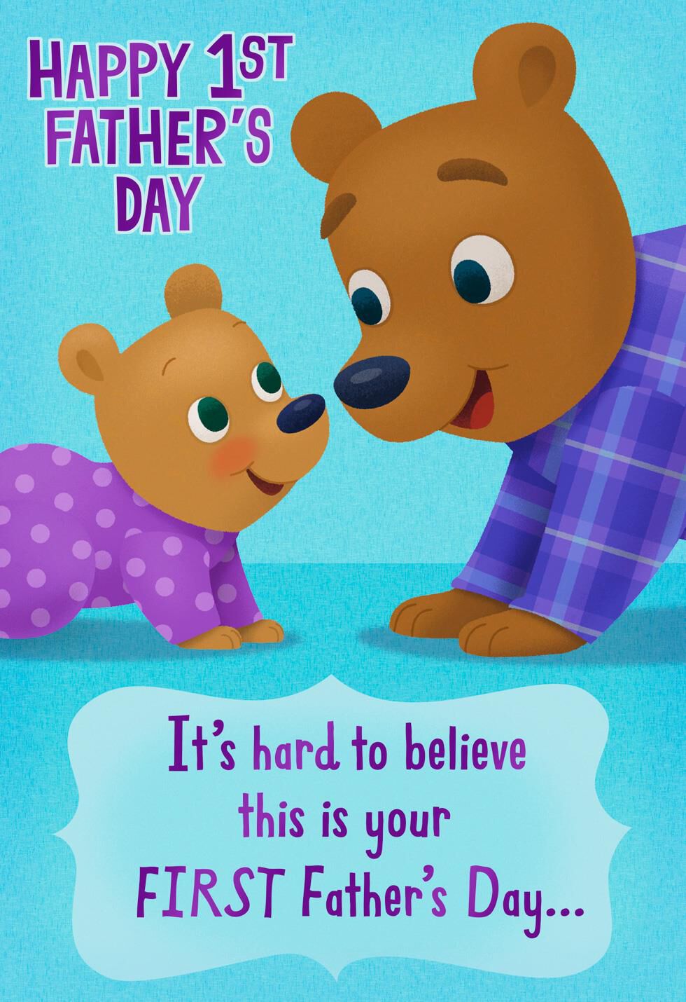 Papa Bear and Cub Happy 1st Father's Day Card