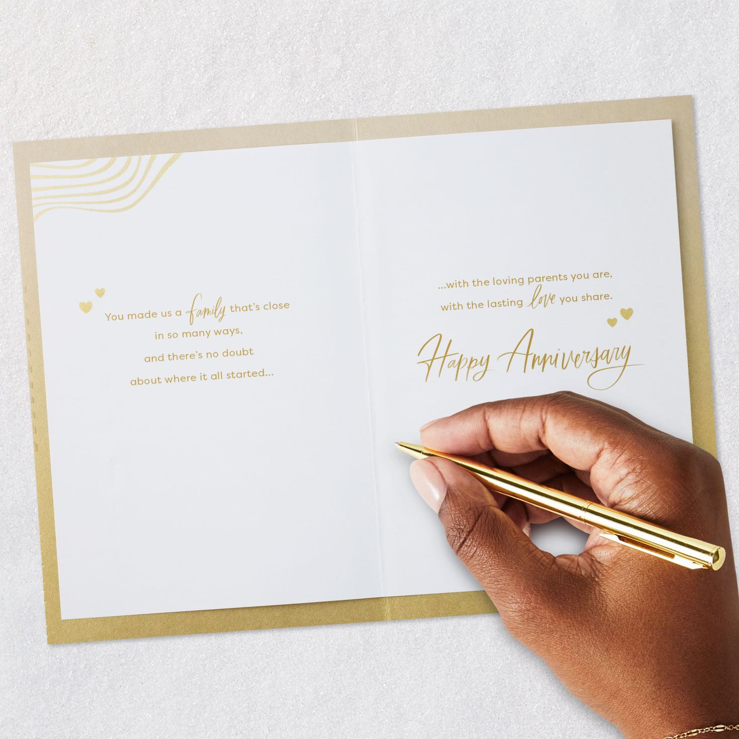Ripples on Gold Anniversary Card for Parents Signing card image number 7