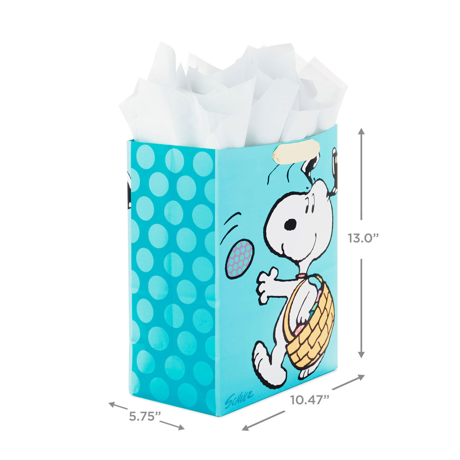 Peanuts Large Easter Gift Bag With Tissue Paper measurement image number 3