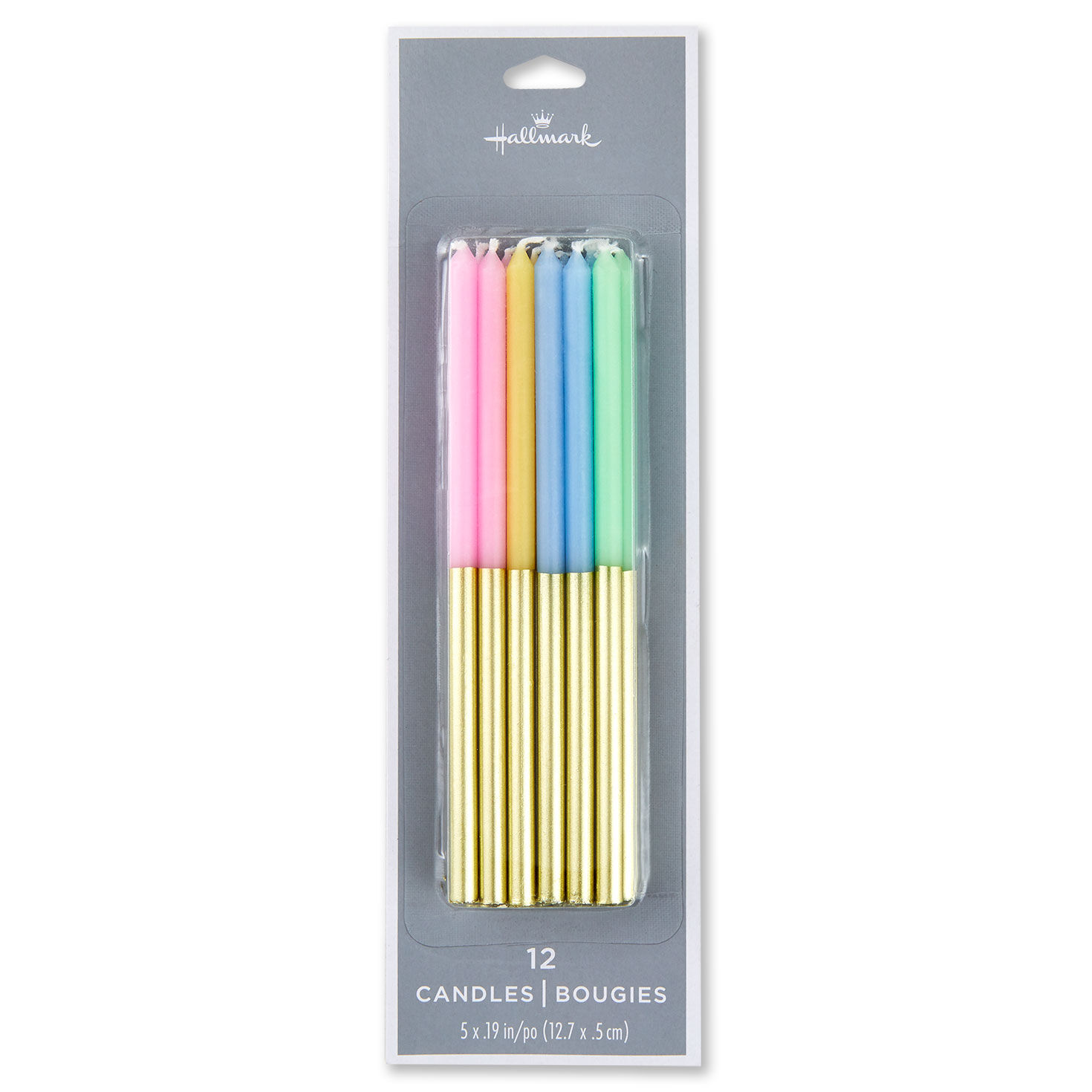 Pastel and Gold Two-Tone Tall Birthday Candles, Set of 12, , large image number 2