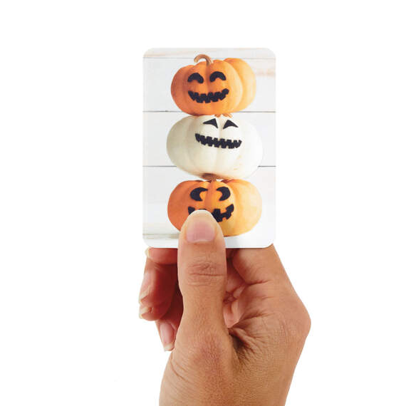 3.25" Mini Stack of Pumpkins Halloween Card, , large image number 1