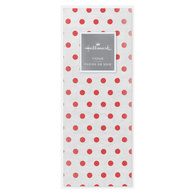 Red Polka Dots on White Tissue Paper, 6 sheets, Red on White, large image number 5