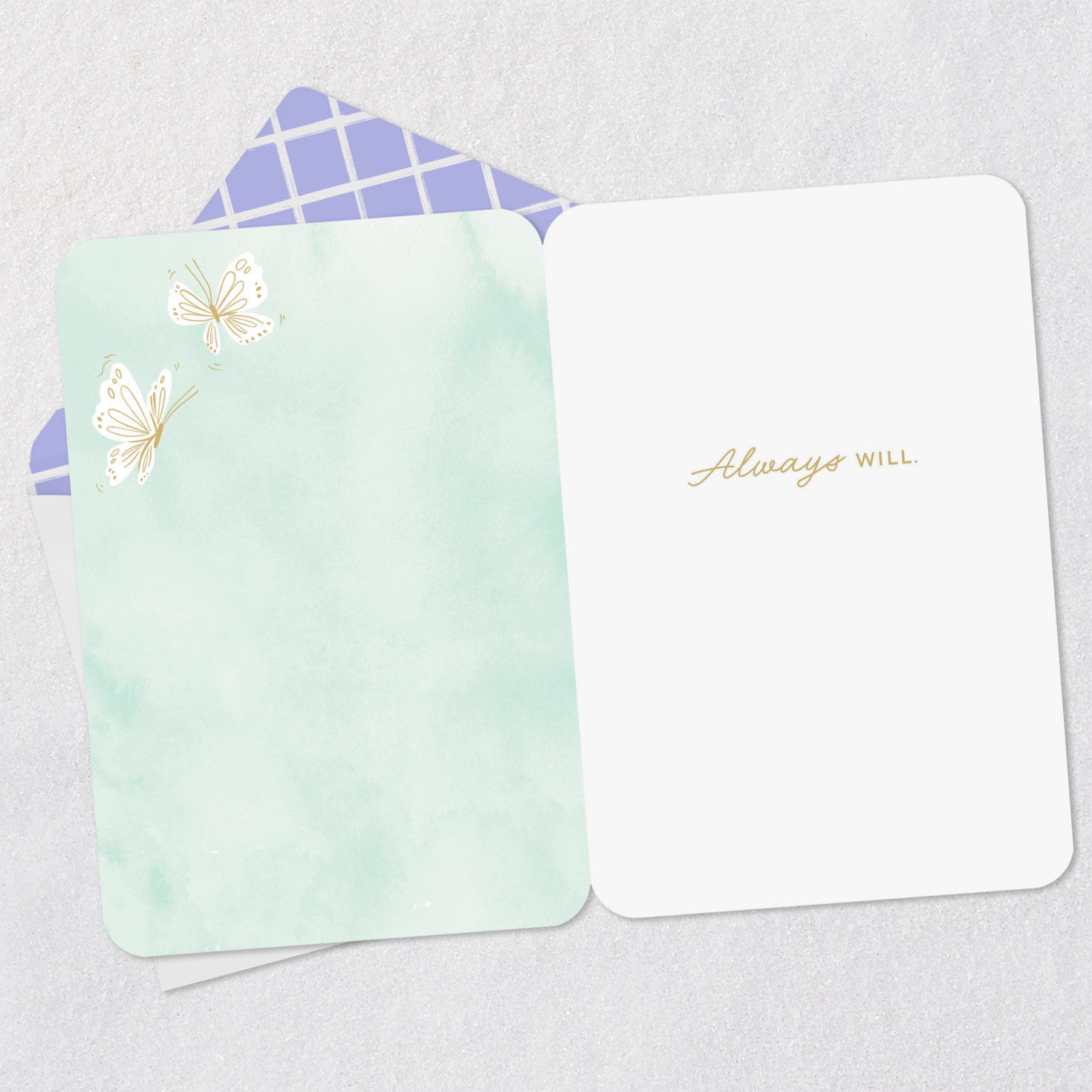 Butterflies and Rainbow Heart Romantic Love Card Open card with envelope image number 3