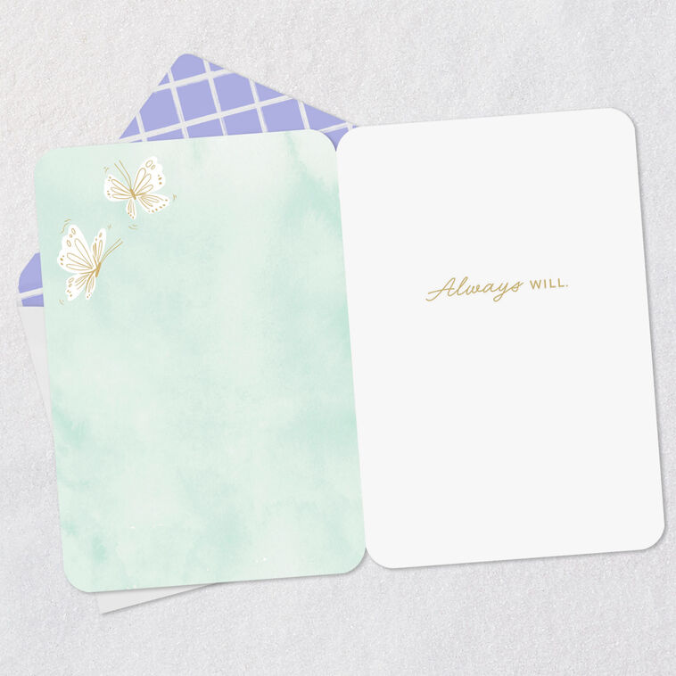 Butterflies and Rainbow Heart Romantic Love Card Open card with envelope image number 3