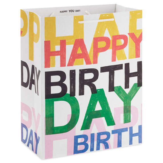 13" Layered Lettering Large Birthday Gift Bag, , large image number 1