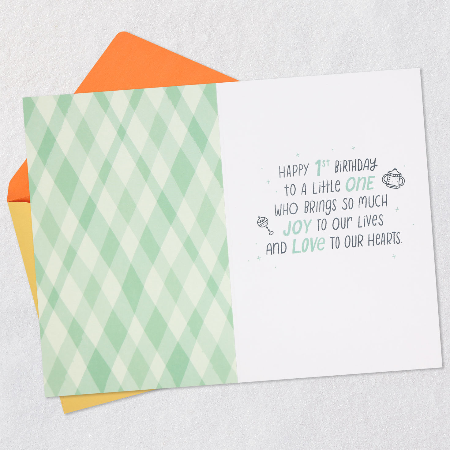 Mint Green French Bulldog 1st Birthday Card Open card with envelope image number 3