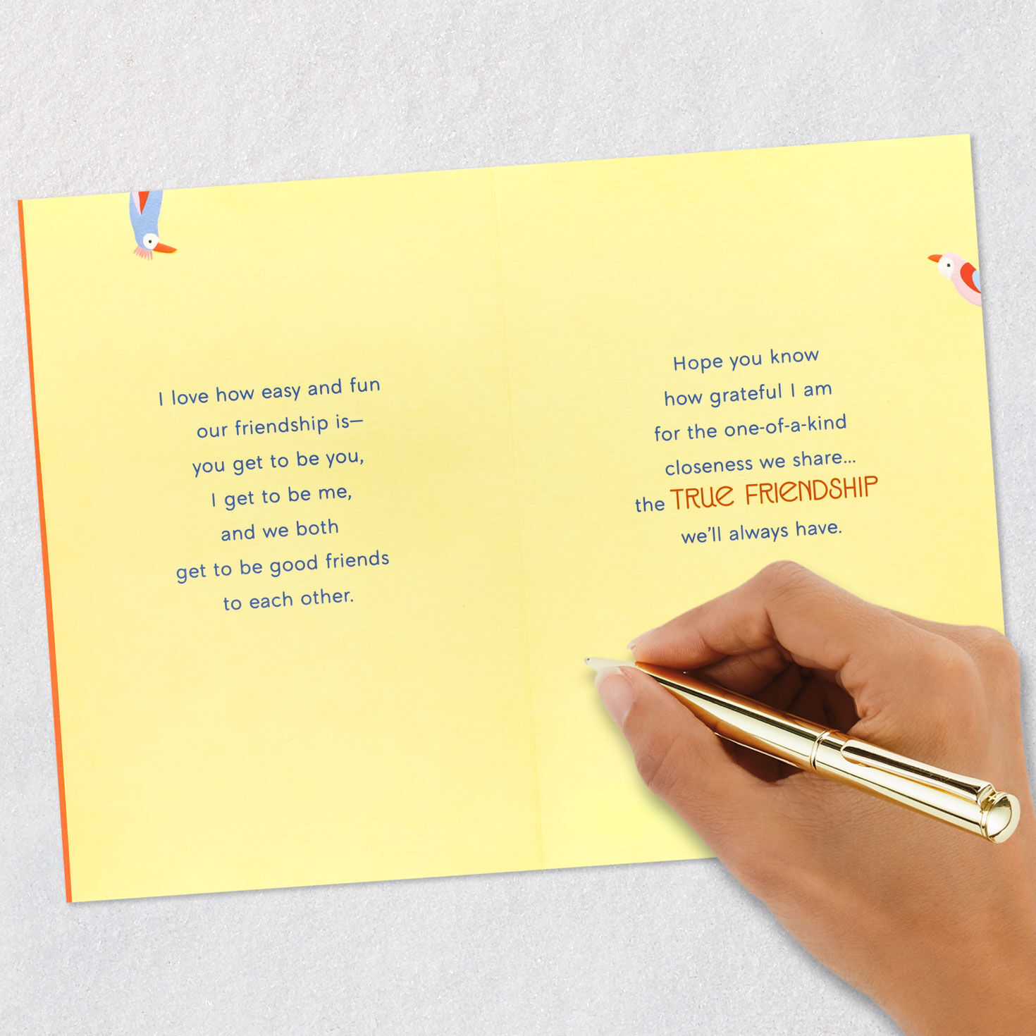 Colorful Birds on Orange Friendship Card Signing card image number 7