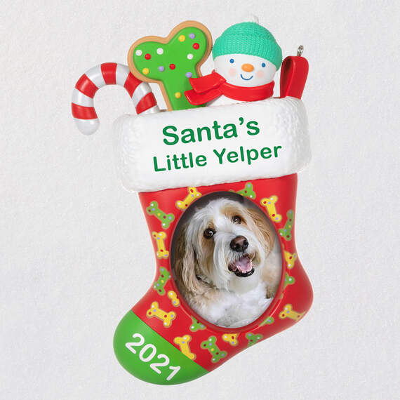 Santa's Little Yelper 2021 Photo Frame Ornament, , large image number 1