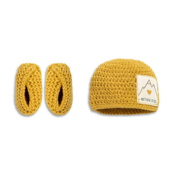 Demdaco Faith Can Move Mountains Hat & Booties Gift Set, , large image number 1