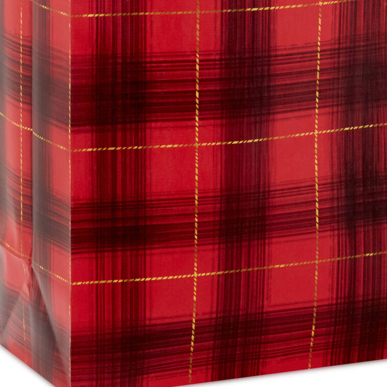 Red and Black Plaid Extra-Large Holiday Gift Bag Base/Side Detail image number 5