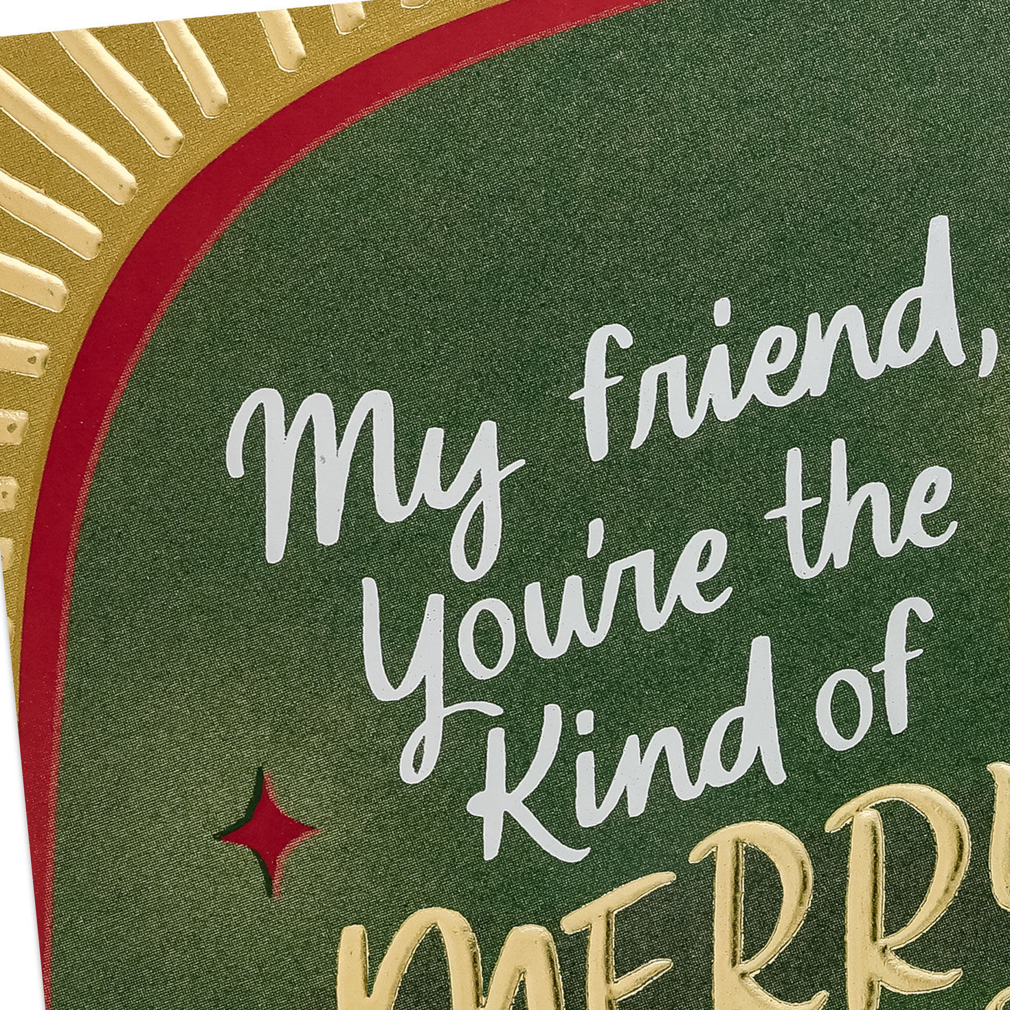 Gold Lettering on Green Christmas Card for Friend Card Front Detail image number 5