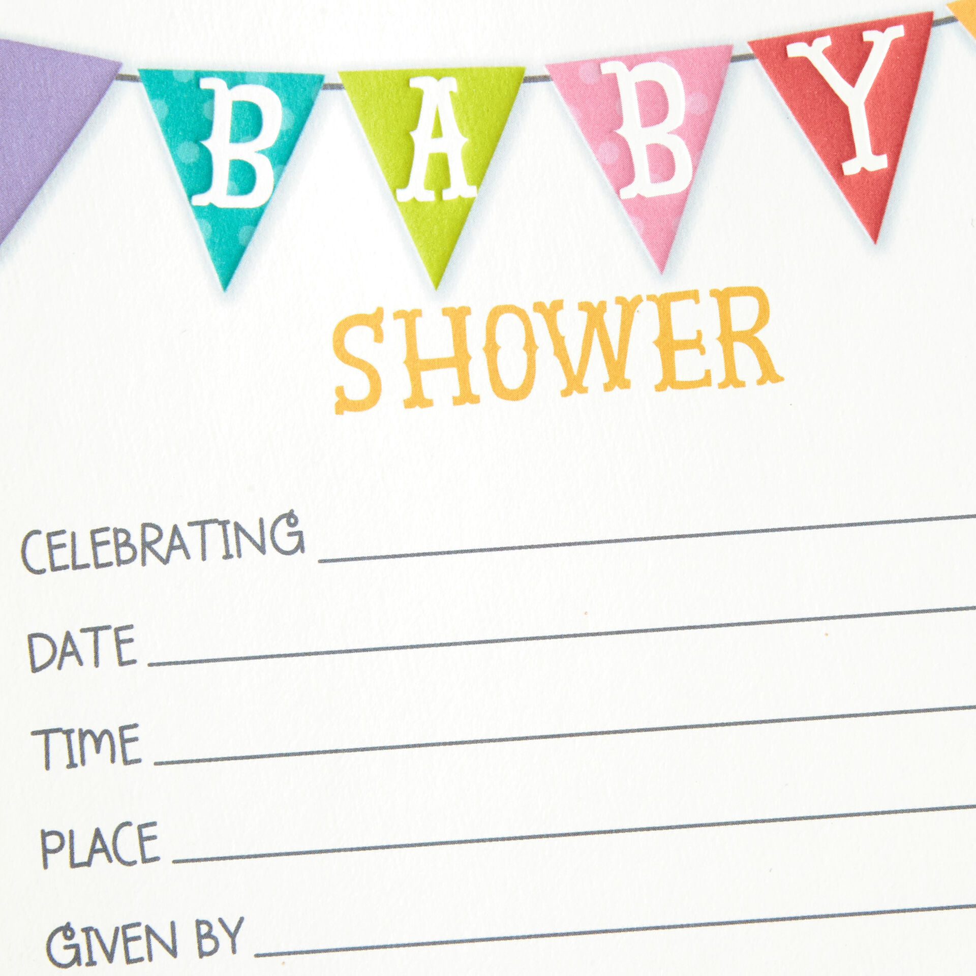 elephant and banner baby shower invitations, pack of 20
