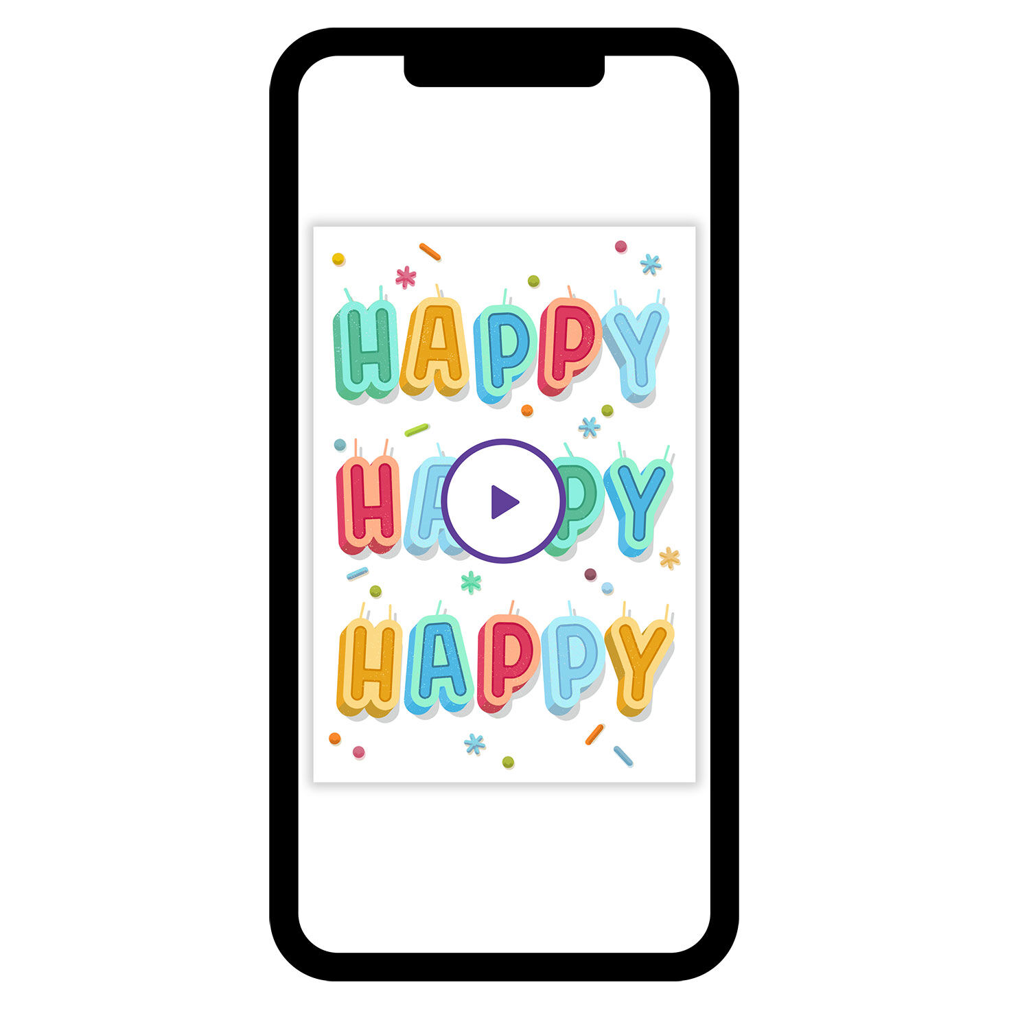 Happy Candle Letters Personalized Birthday Card phone with card front image number 1