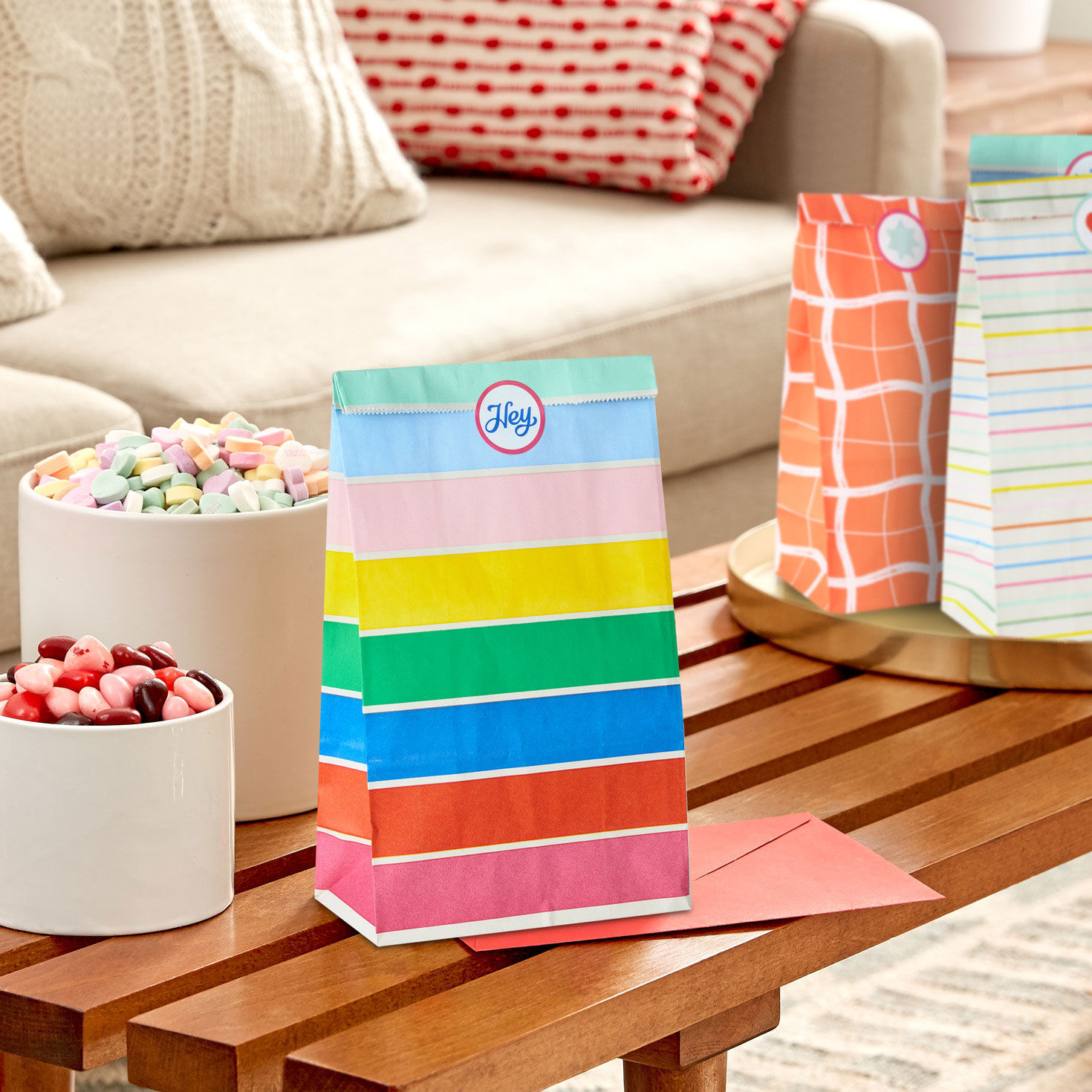 Small, Medium and Large Paper Treat Sacks Set in use image number 2