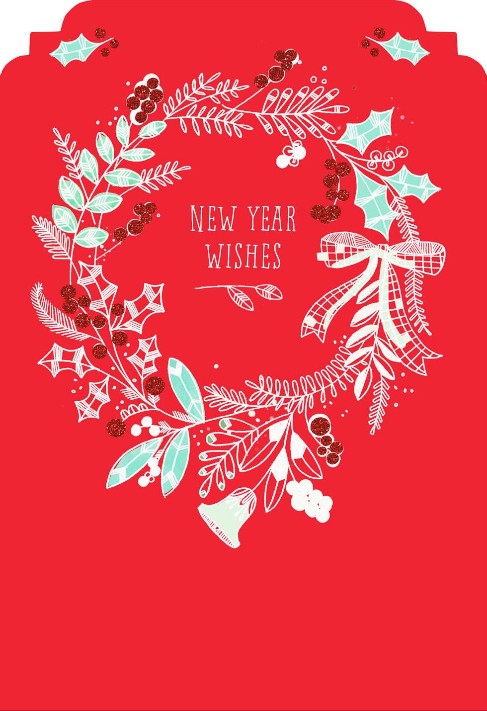Holiday Wreath New Year Card
