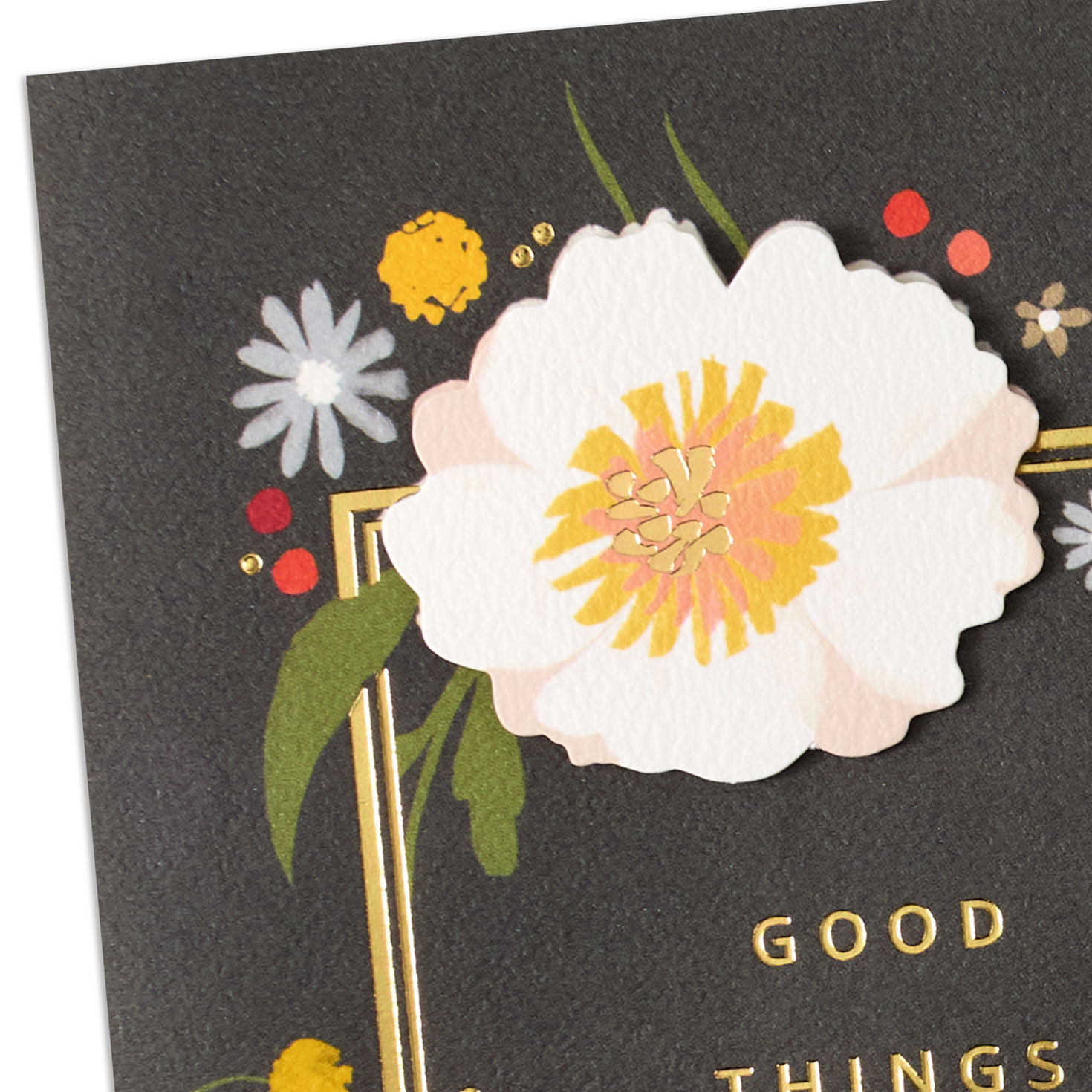 Floral and Gold Foil Frame Signature Birthday Card Card Front Detail image number 4