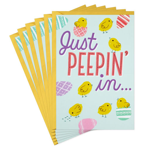 Peeping Chicks and Eggs Easter Cards, Pack of 6, 