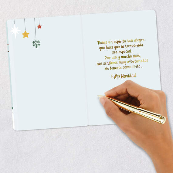 Your Joyful Spirit Spanish-Language Christmas Card for Grandson, , large image number 6