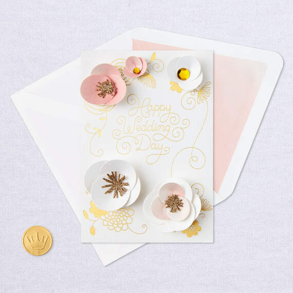 Pastel Flowers Happy Day Wedding Card, , large image number 5