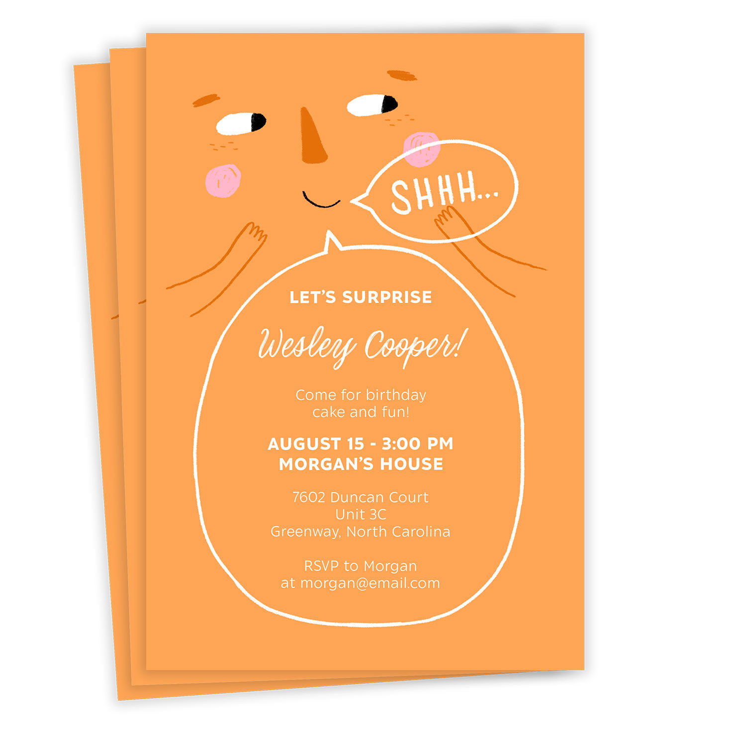 Shhh Surprise Party Flat Birthday Invitation