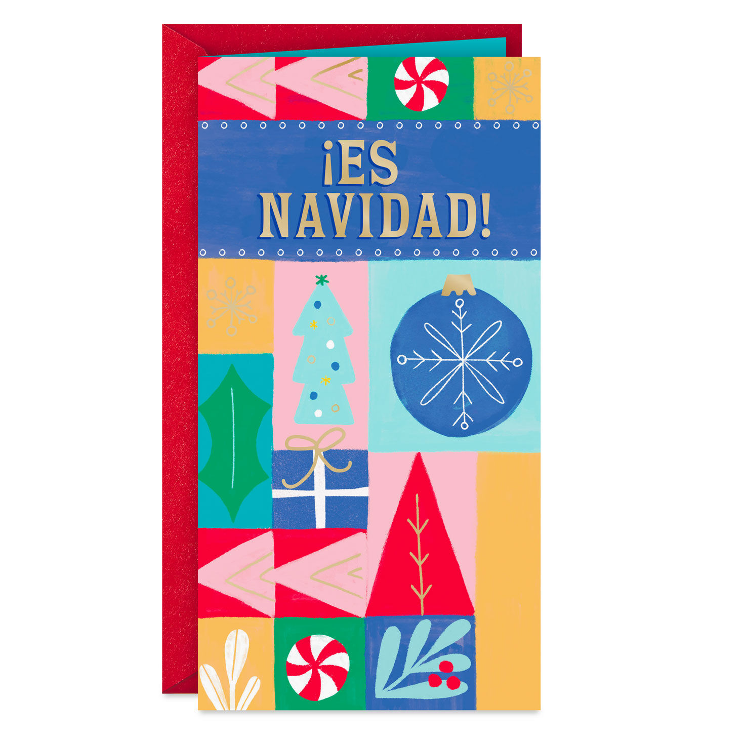 Festive Holiday Collage Spanish-Language Money Holder Christmas Card