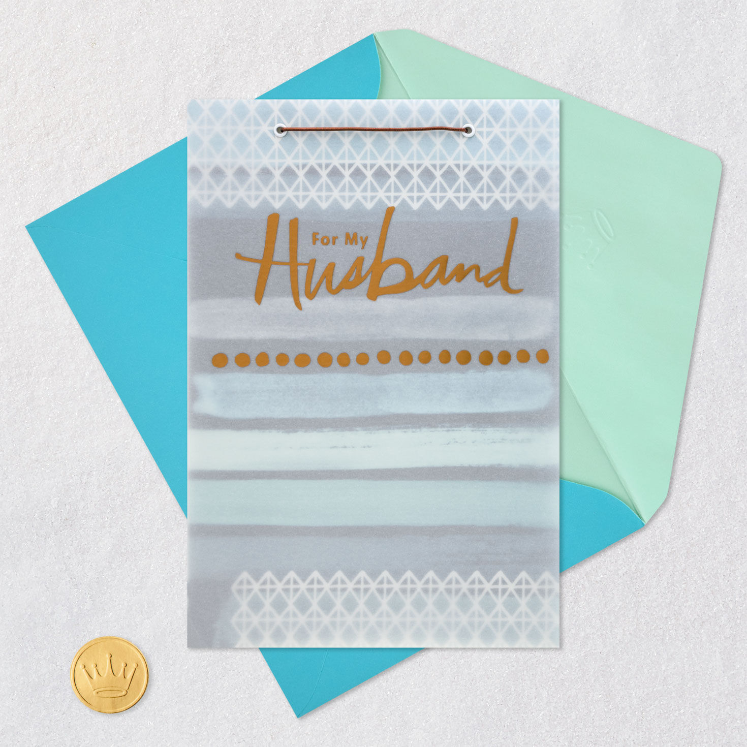 Bronze with Blue Brushstrokes Father's Day Card Card Front with Envelope and Gold Seal image number 6