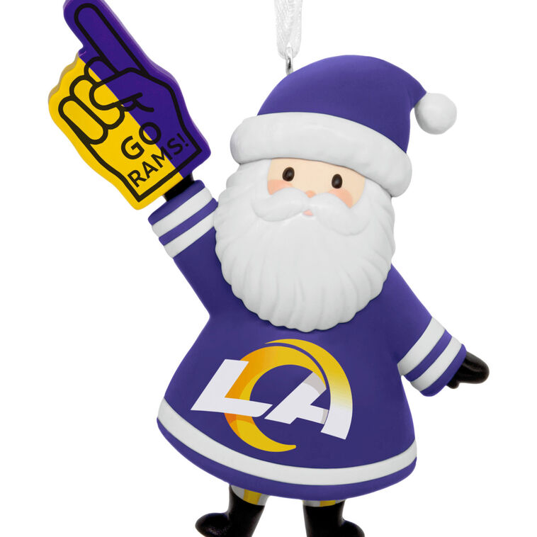 Los Angeles Rams Santa Fan Christmas Ornament closeup view image number 5