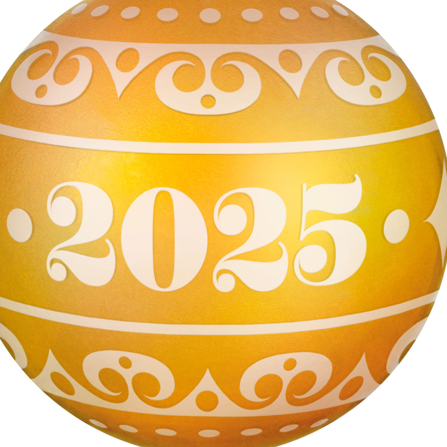 2025 Yellow Glass Ball Keepsake Ornament closeup view image number 5