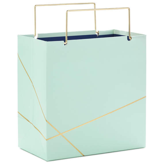 5.5" Mint Green With Gold Small Square Gift Bag, , large image number 1
