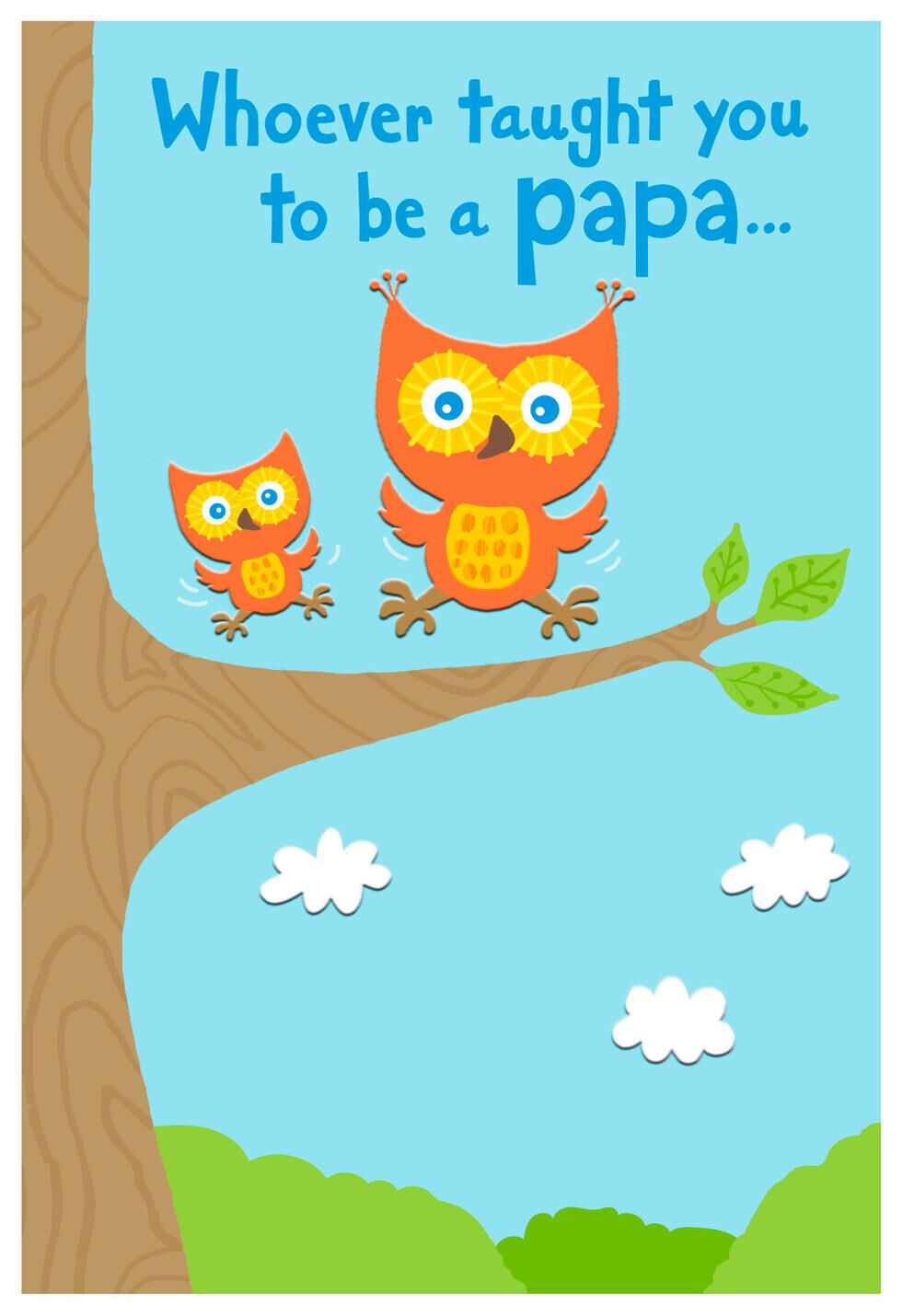 Papa Owl and Baby Owl Grandparents Day Card for Papa