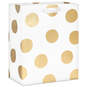 9.6" Gold Dots on White Medium Gift Bag, , large image number 1