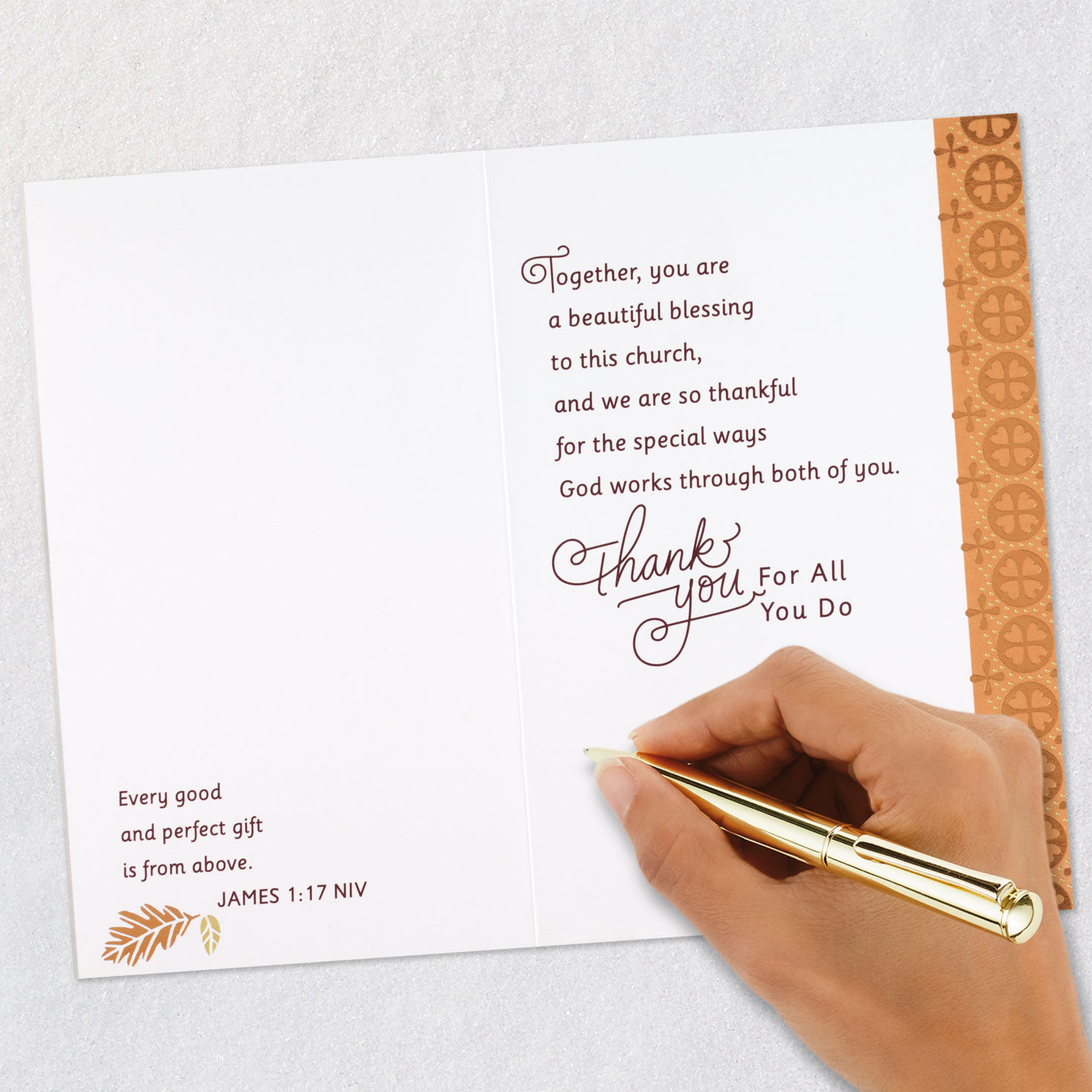 Pumpkins and Leaves Clergy Appreciation Card for Pastor and Wife Signing card image number 8