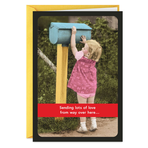 Girl at Mailbox Sending Lots of Love Card, 