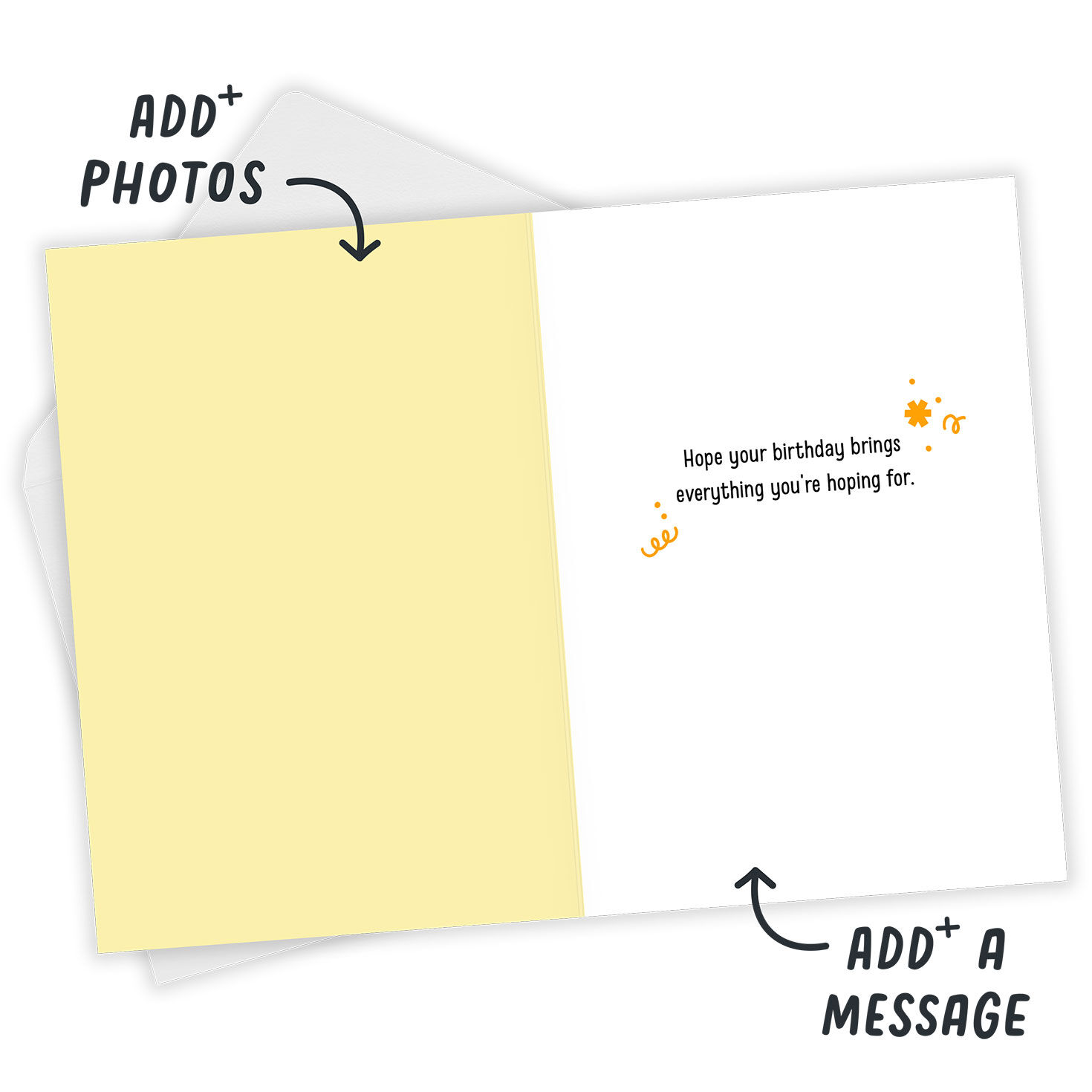 November Wishbone Personalized Birthday Card Open Card with Envelope indicating personalization image number 3