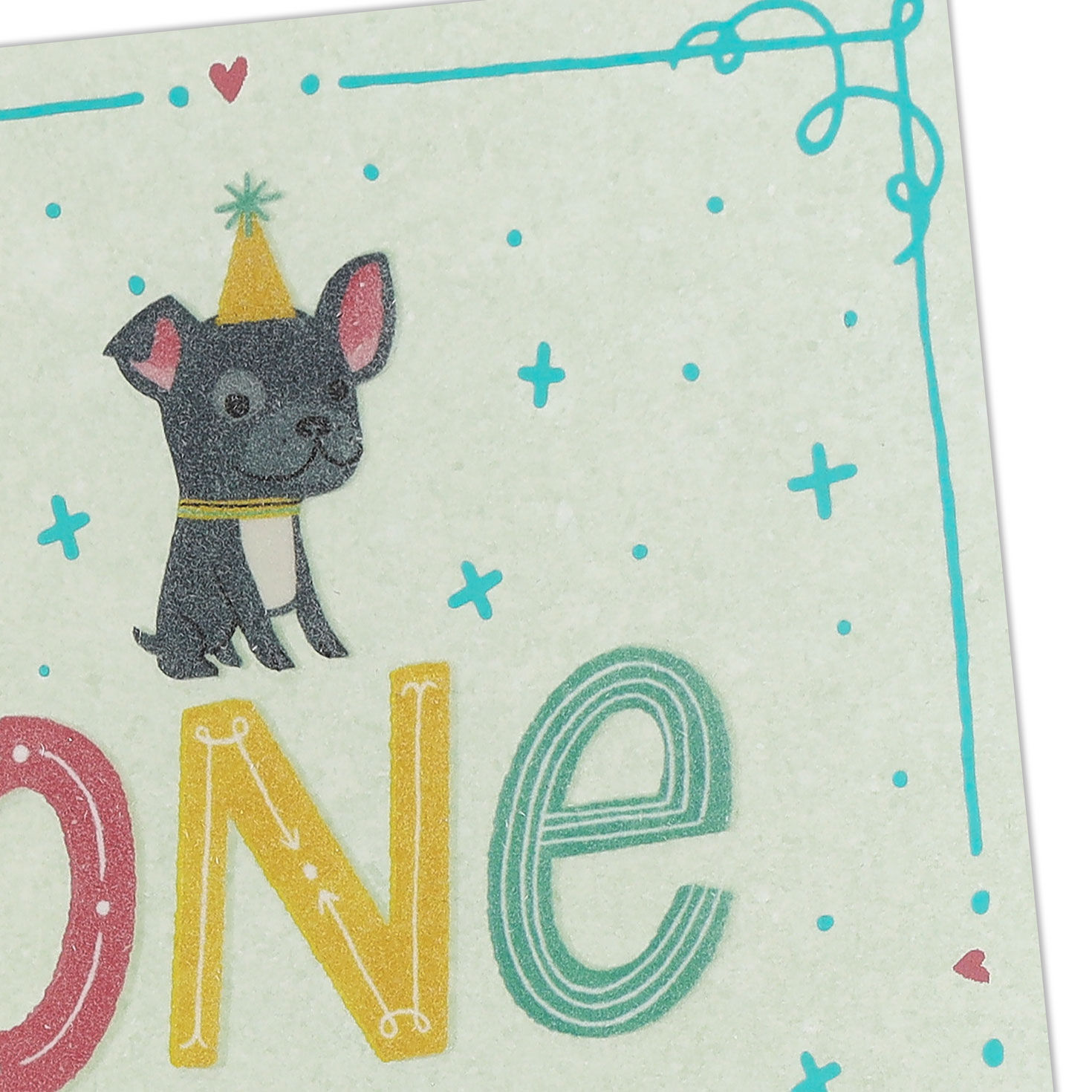 Mint Green French Bulldog 1st Birthday Card Card Front Detail image number 4