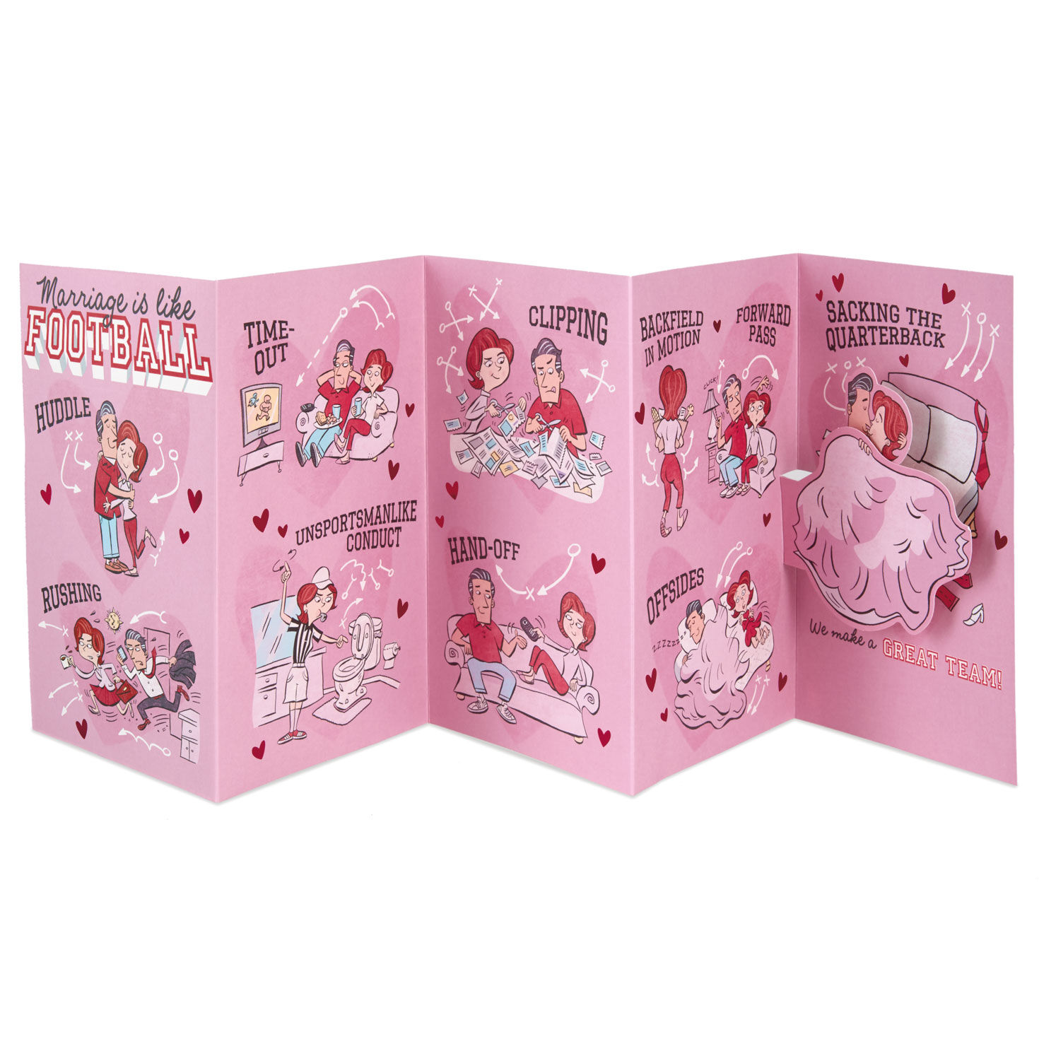 Football Funny Pop-Up Valentine's Day Card for Spouse sentiment image number 2