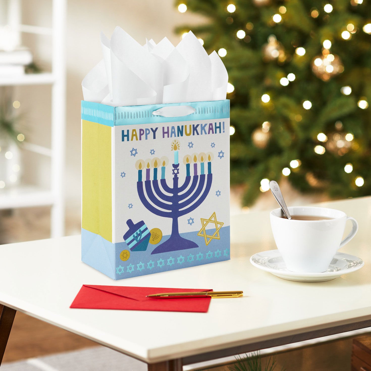 Glowing Menorah Medium Hanukkah Gift Bag Gift Bags Hallmark