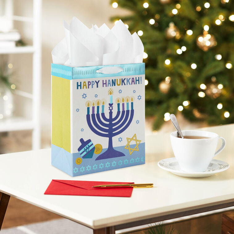 Glowing Menorah Medium Hanukkah Gift Bag Gift Bags Hallmark