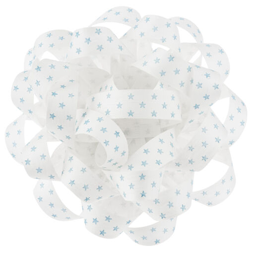 6" Large White Gift Bow With Blue Mini Stars, 