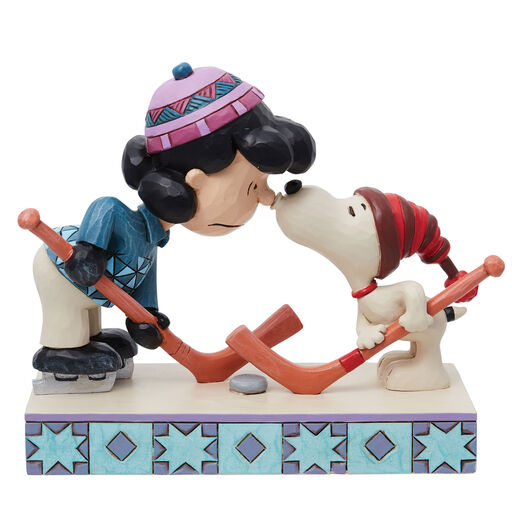 Jim Shore Peanuts Snoopy and Lucy Playing Hockey Figurine, 4.75", 