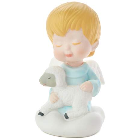 Mary's Angels Boy Angel and Lamb Porcelain Figurine, 3", , large
