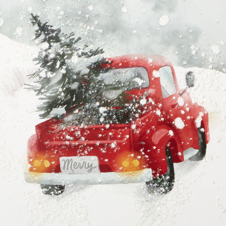 Rustic Red Truck in Snow Boxed Christmas Cards  Cover Detail image number 5