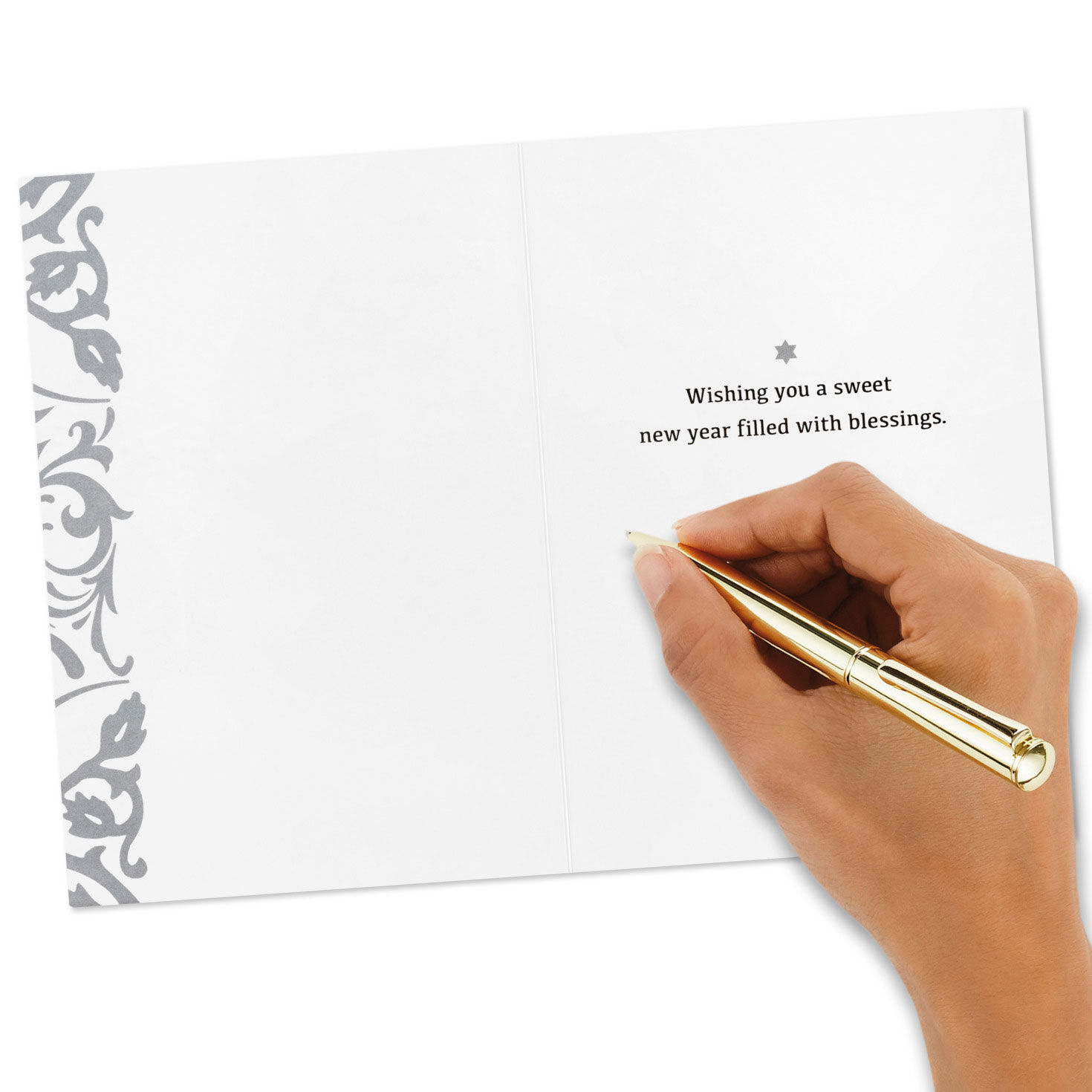 Blue and Gold Rosh Hashanah Cards Bulk Pack signing card image number 6