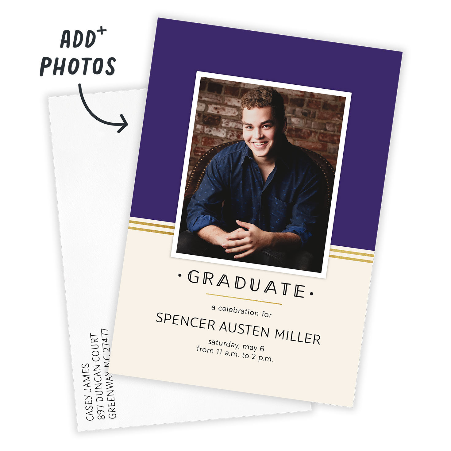 Purple Classy Art Deco Graduation Invitation, , large image number 2