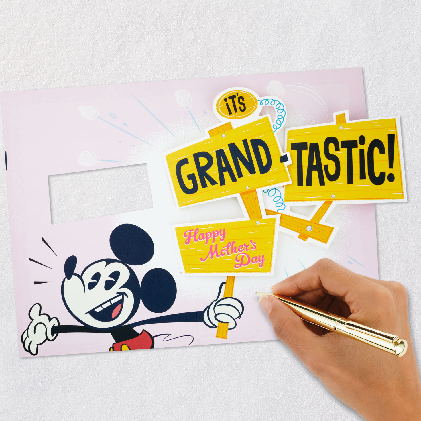 Mickey Mouse Pop-up Mother's Day Card for Grandmother signing card image number 6
