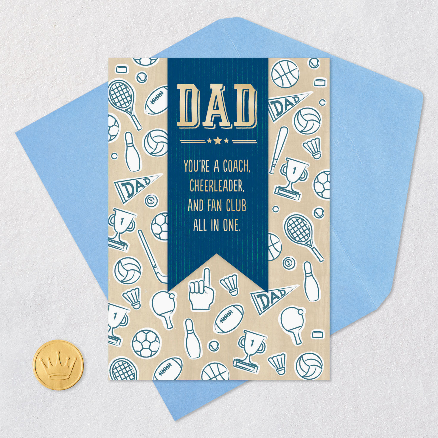 Sports Icons Father's Day Card for Dad Card Front with Envelope and Gold Seal image number 5