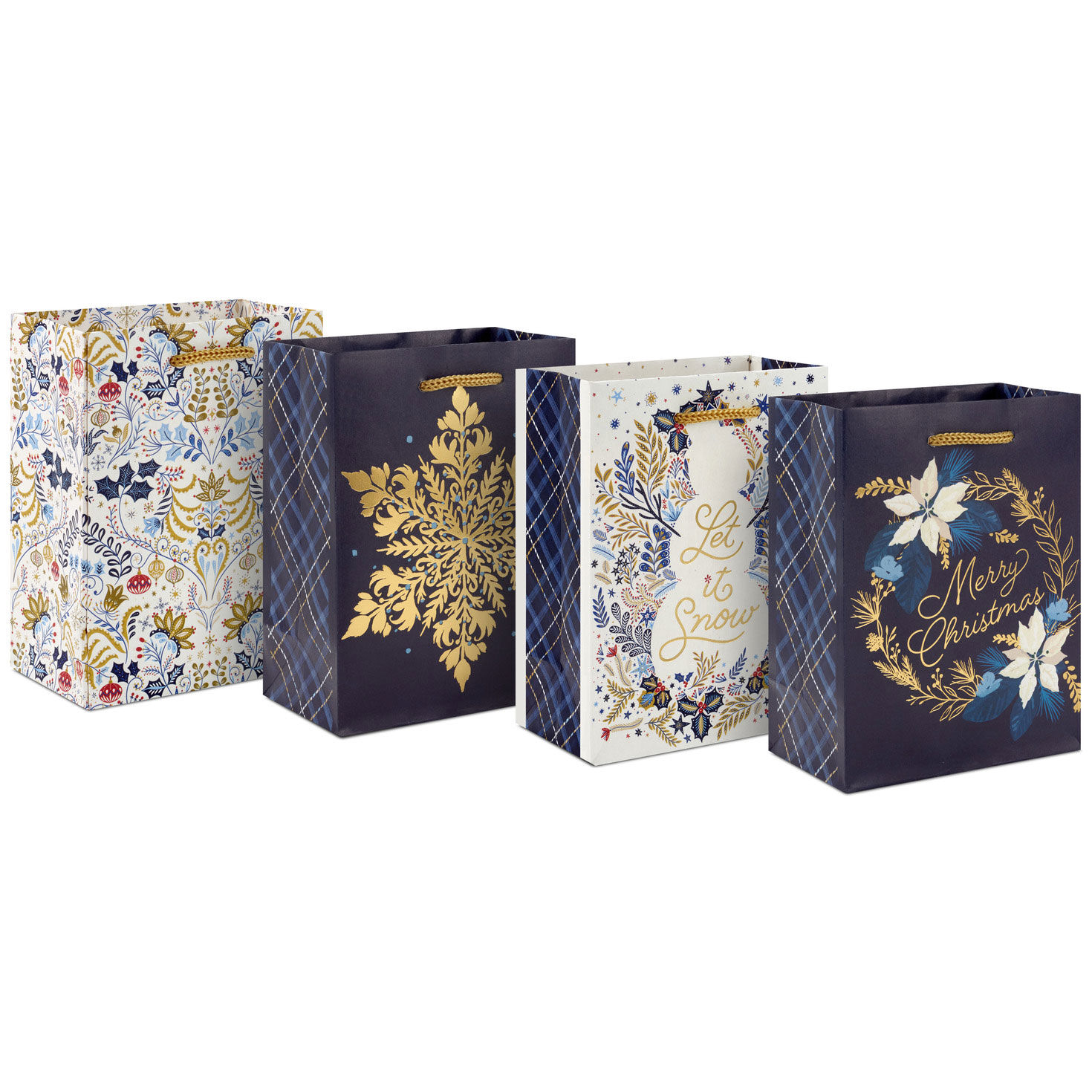 5.7" Opulent Designs 4-Pack Assorted Small Christmas Gift Bag Bundle