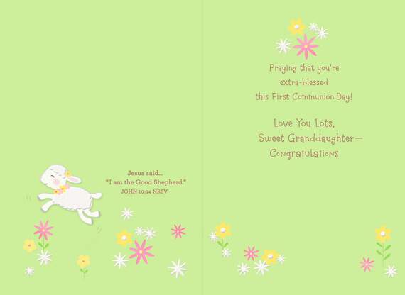 Little Lamb First Holy Communion Card for Granddaughter, , large image number 2